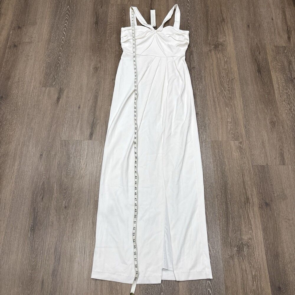ML Monique Lhuillier White Maxi Dress 4 Formal Evening Bridal Front Slit NEW - Picture 7 of 16